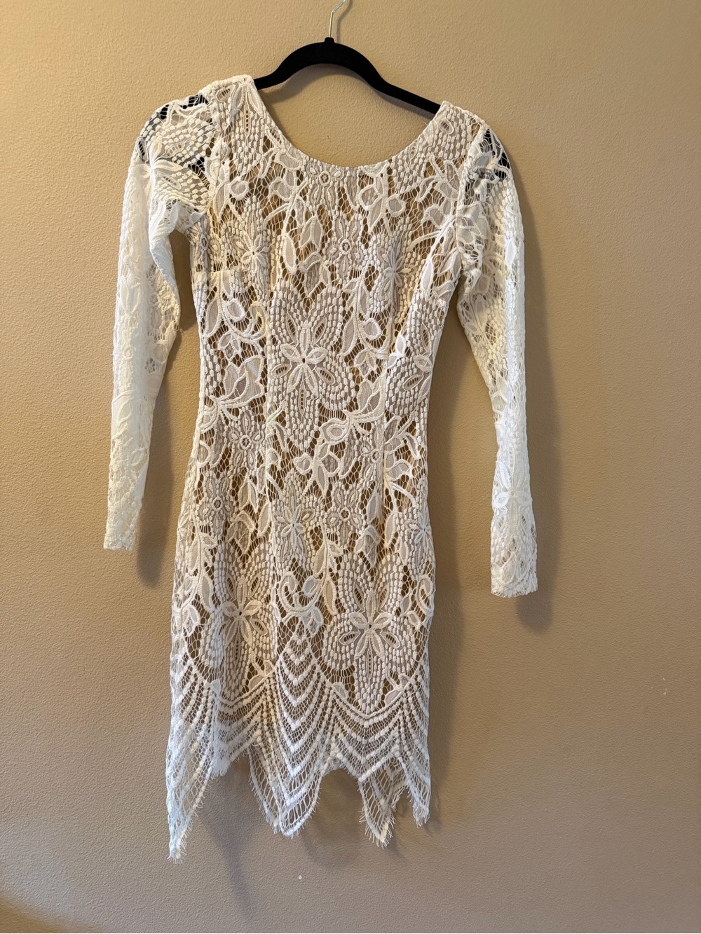Charlotte Russe White Floral Lace Long Sleeve Dress